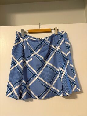 Tail Blue White Plaid Golf Skort with Yellow Trim